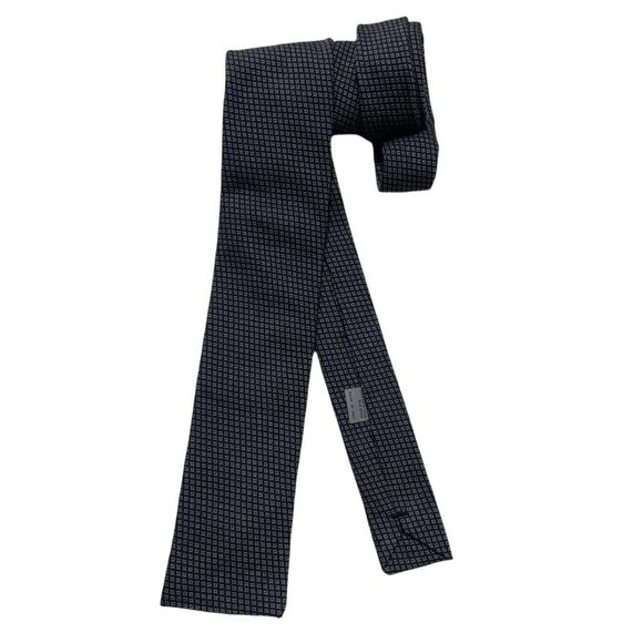 CANALI RARE Square End Blue Geometric Silk Slim Tie ITALY 60"/ 2.5" EC
